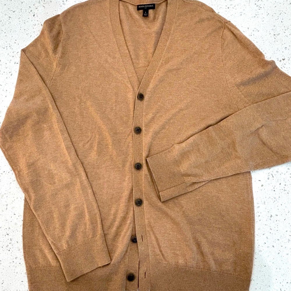 Banana Republic Tan Cotton Cardigan Large